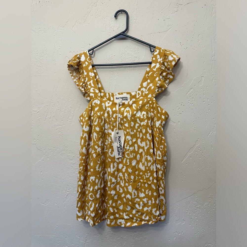 ❤️‍🔥2/$20❤️‍🔥NWT Yellow Printed Sleeveless Top- Size Small Savanna Jane
